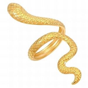 Gold Plated Snake Ring Size 8 Stainless Steel Adjustable Wrap Ring